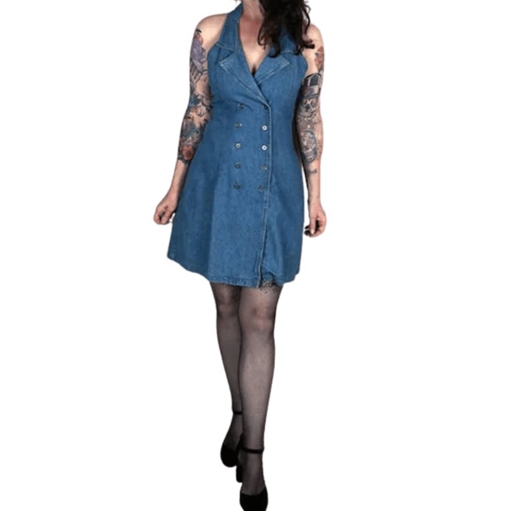 Vintage Denim Halter Dress